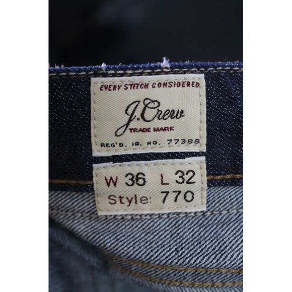 J Crew Mens Cotton Dark Wash Straight Leg Jeans Blue Size 36x32 - Picture 4 of 7